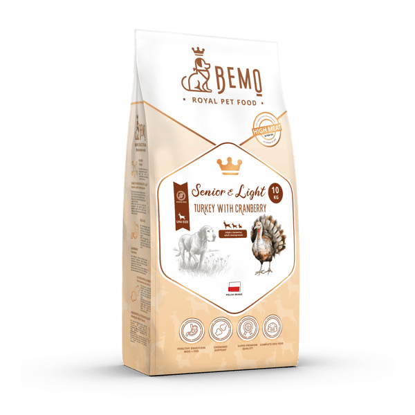 Bemo Senior & Light - tørfoder til ældre og overvægtige hunde - kalkun med tranebær 15 kg