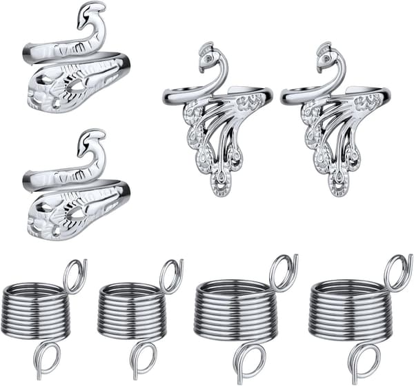 Virkade ringar 8 st justerbara trådledare silver