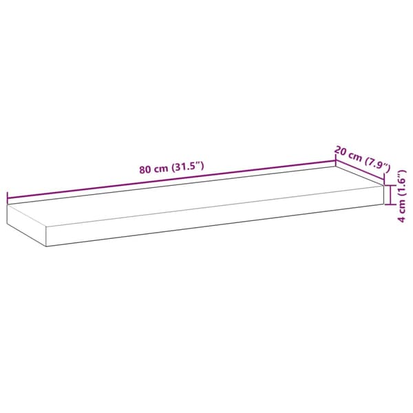 vidaXL bordplade 80x20x4 cm rektangulær massiv akacietræ