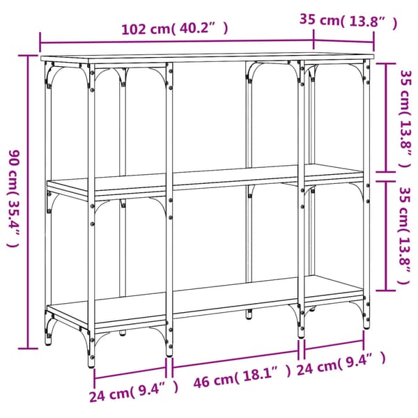 vidaXL konsolbord, sort, 102x35x90 cm