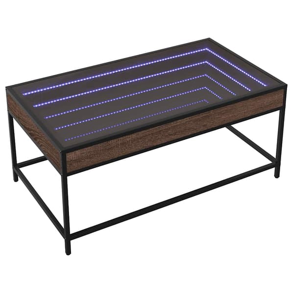 vidaXL Infinity sofabord med LED-lys brunt egetræ 90x50x41 cm