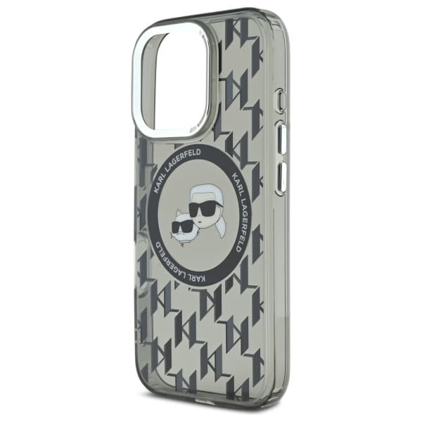 Karl Lagerfeld IML Monogram Karl&Choupette Head MagSafe-etui til iPhone 16 Pro, sort