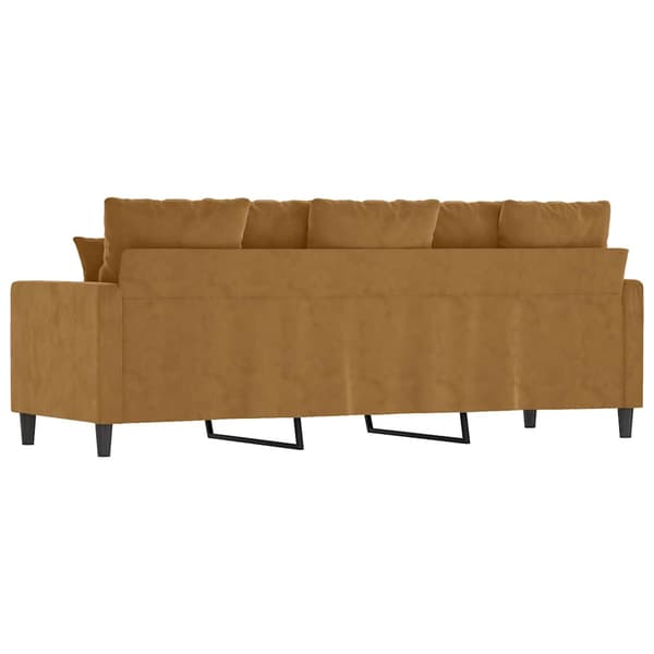 vidaXL 3-sitssoffa, brun, 180 cm, klädd i sammet
