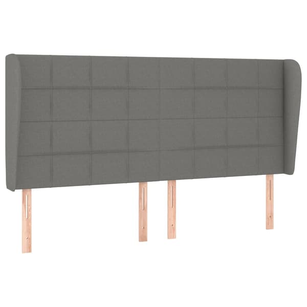 vidaXL vingeformet sengegavl mørkegrå 203x23x118/128 cm stof