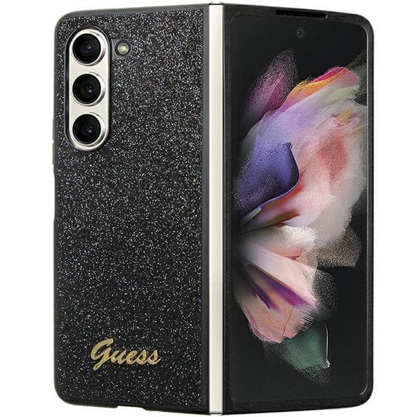 Guess Glitter Script-skal till Galaxy Z Fold5, svart