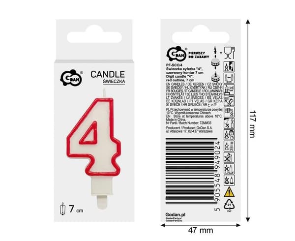 Lys 4 røde konturer 7 cm