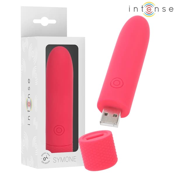 INTENSE SYMONE USB Vibrerande Ball, 8 lägen, Röd, 10x2,2 cm