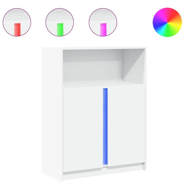 vidaXL LED-skåp vit 77x34x100 cm träbaserat material