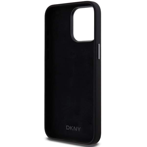DKNY Liquid Silicone Metal Logo Cover til iPhone 15 Pro, Sort