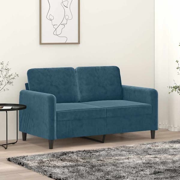 vidaXL 2-sitssoffa blå 120 cm klädd i sammet