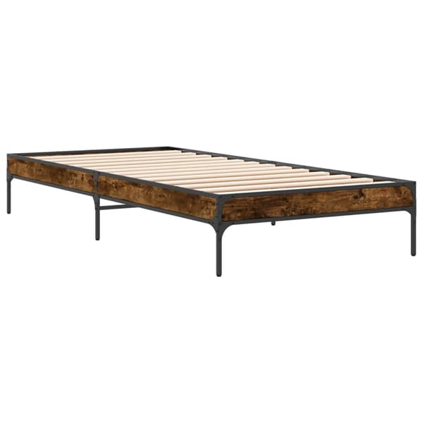 vidaXL Sängram rökt ek 100x200cm träbaserat material