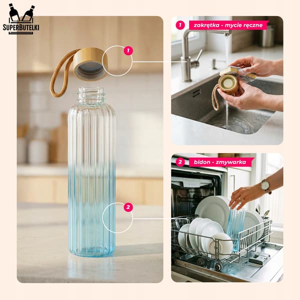 550 ml rillet glasvandflaske (blå)