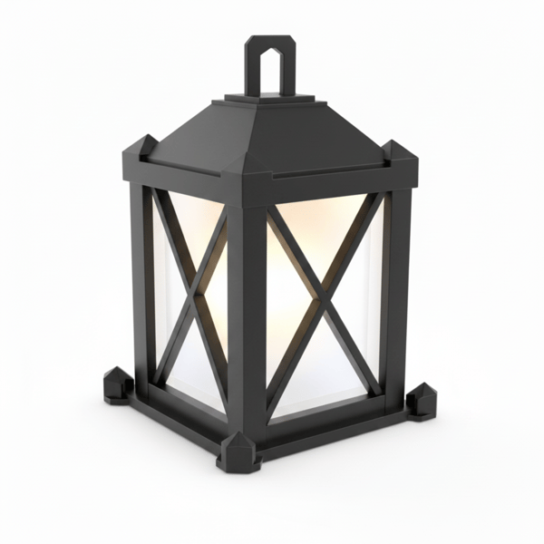 Sort LED-lanterne, dekorativ LED-fyrfadslyslanterne
