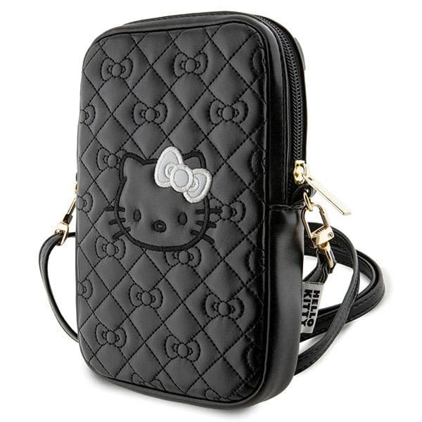 Hello Kitty quiltet taske med sløjfer, sort