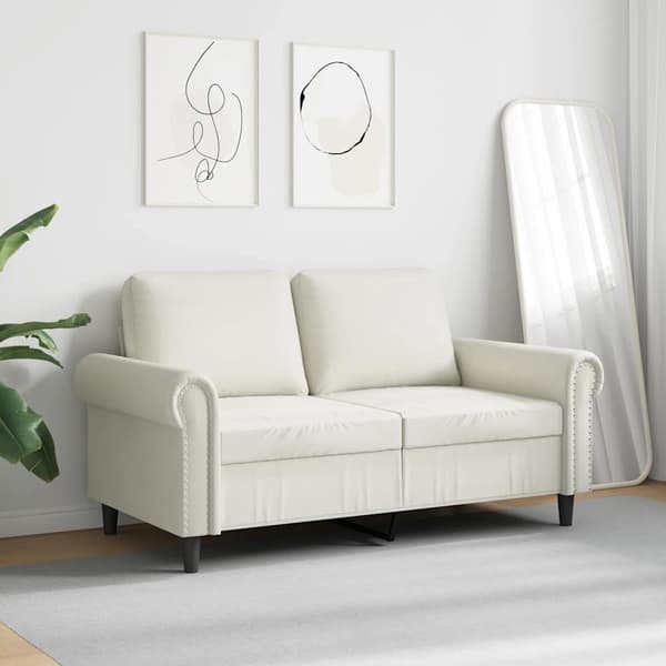 vidaXL 2-sitssoffa krämfärgad 120 cm klädd i sammet
