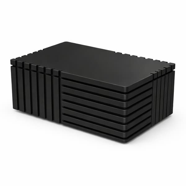 Sort rillet organizer-boks med låg til småting til kontoret