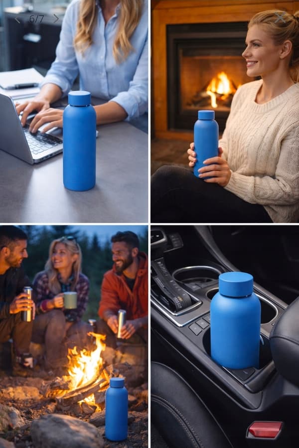 500 ml ståltermoflaske til varme og kolde drikke, blå