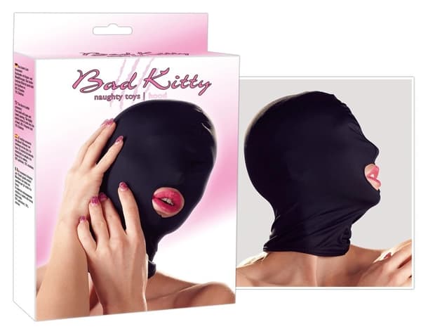 Bad Kitty elastisk maske sort med hul til munden, universal størrelse