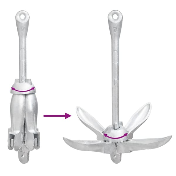 vidaXL Hopfällbart ankare med rep, silver, 3,2 kg, formbart gjutjärn