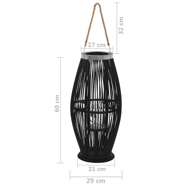 vidaXL Riippuva kynttilälyhty bambu musta 60 cm