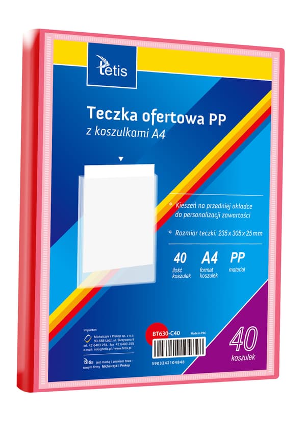 PP præsentationsmappe, 40 lommer, A4, rød