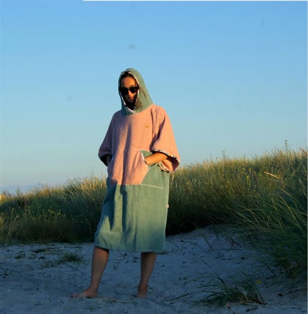 Surfponcho Grön Salvia - bomull M DAM längd 105cm