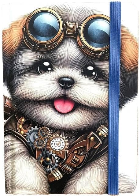 Dekorativ notesbog A6/64K gitter TW Aviator Dog