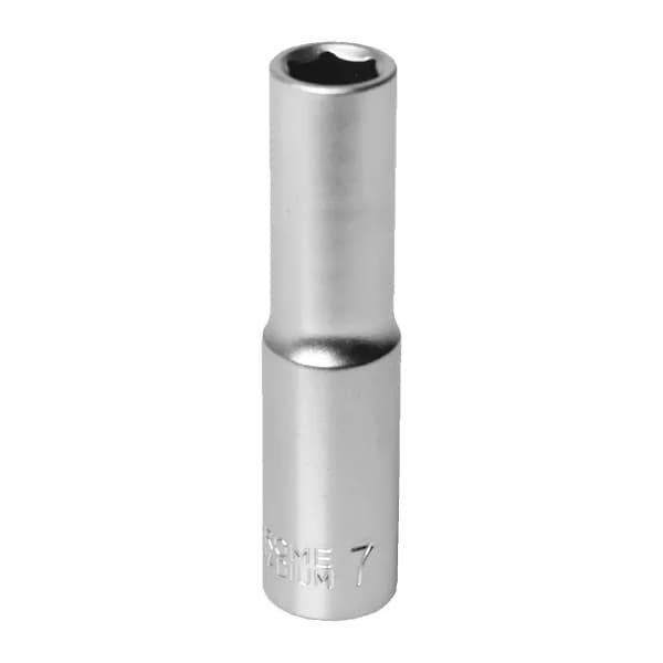 Topnøgle lang 1/4 tommer 6-vinkel 7 mm forkromet stål CRV