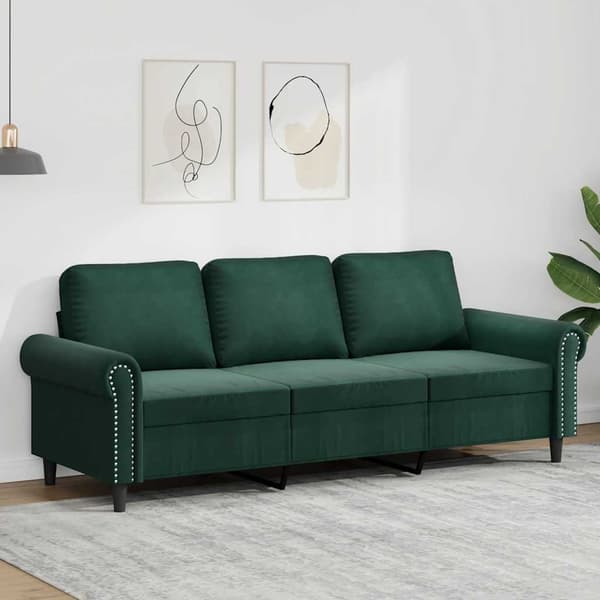 vidaXL 3-sitssoffa mörkgrön 180 cm klädd i sammet