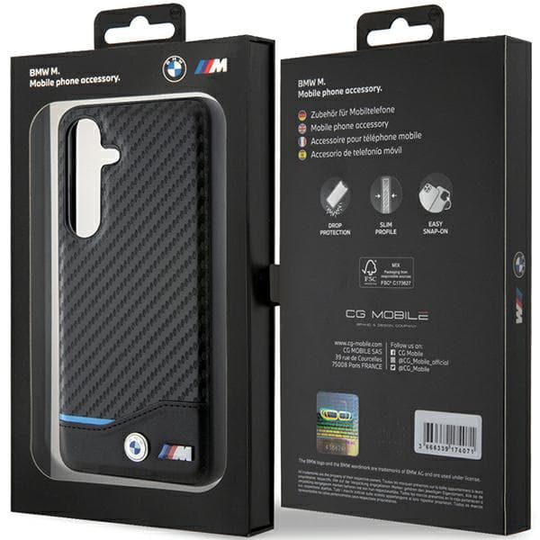 BMW Læderetui i Carbon til Galaxy S24, Sort