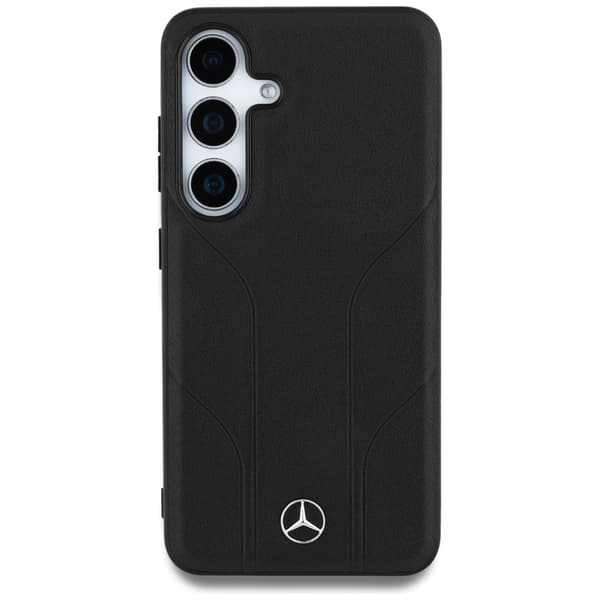 Mercedes læder MagSafe-etui med prægede linjer til Galaxy S25, sort