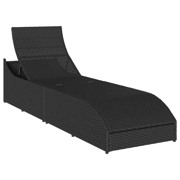 vidaXL foldbar liggestol med hynde og opbevaring sort polyrattan
