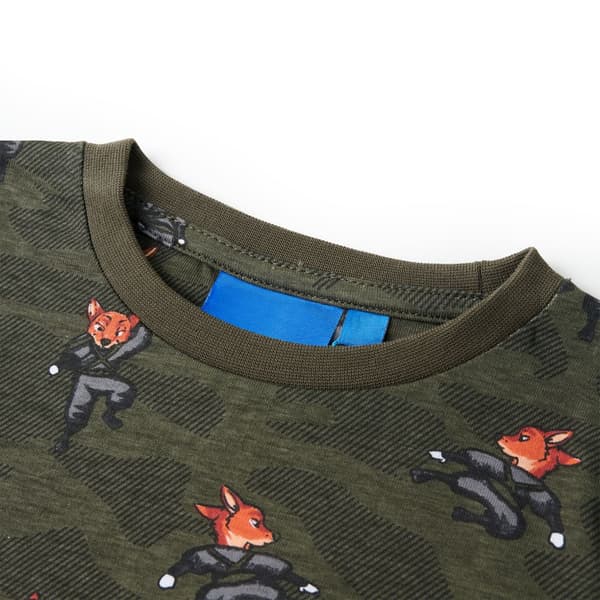 Barnpyjamas med lång ärm, khaki, 140
