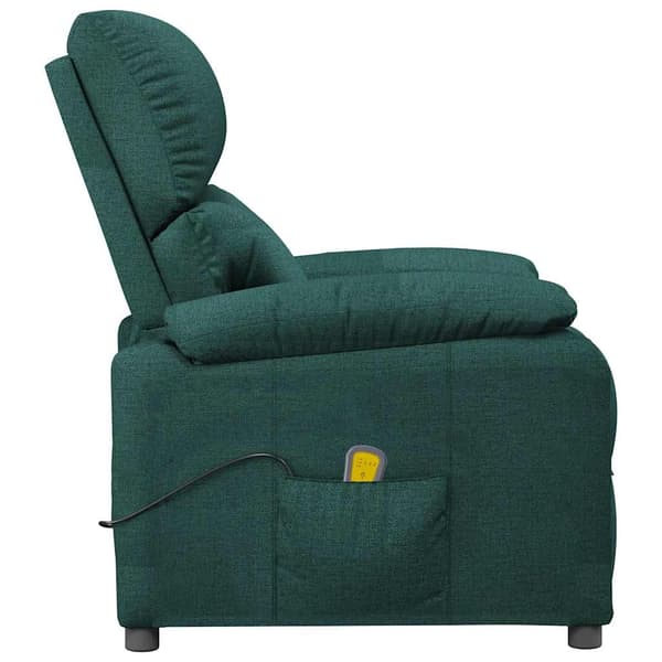 vidaXL Massagefåtölj, mörkgrön, klädd i tyg