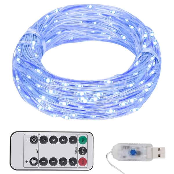 vidaXL LED-lampor, 150 dioder, blå, 15 m