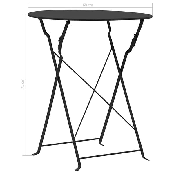 vidaXL 3-delt bistrosæt, stål, sort