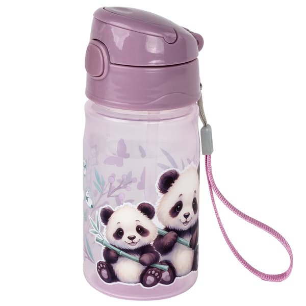 Panda 330 ml vattenflaska med sugrör för skolbarn