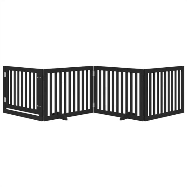 vidaXL Hopfällbar hundgrind med dörr 4 paneler svart 320 cm