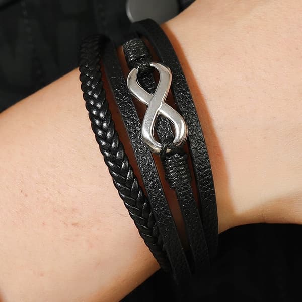 HERRLÄDERARMBAND, Flätat, Elegant, Present till en man