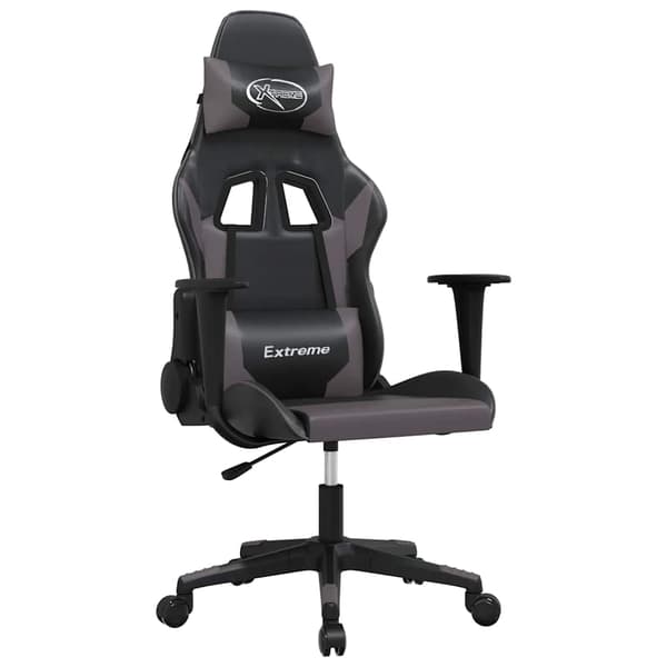 vidaXL gamingstol, sort og grå, kunstlæder