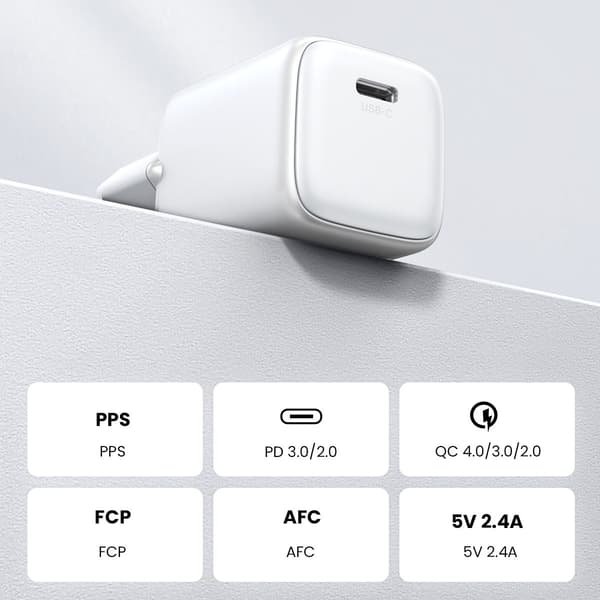Nexode Mini 1x USB-C 30W PD Snabbladdare, GaN, Vit