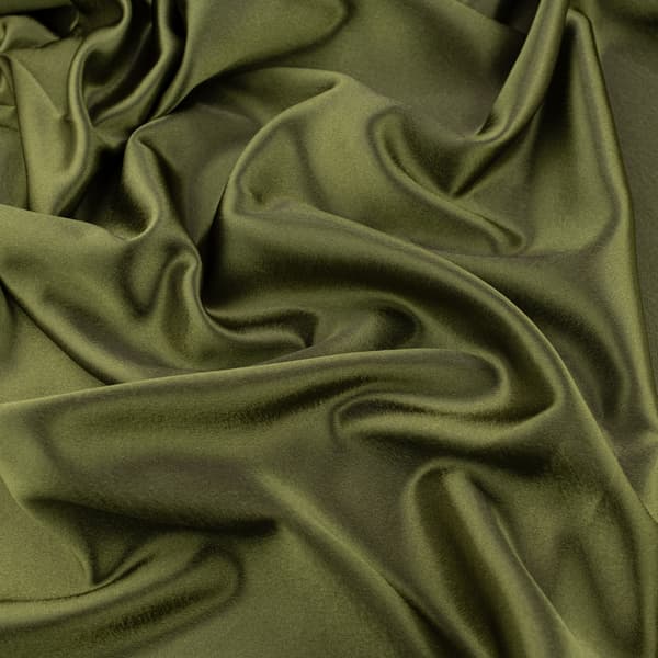 Satin crepe-tyg, olivfärgad