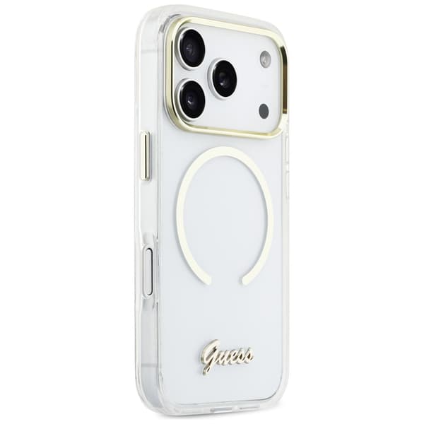 Guess IML Script Metal MagSafe-etui til iPhone 17 Pro Max – klart