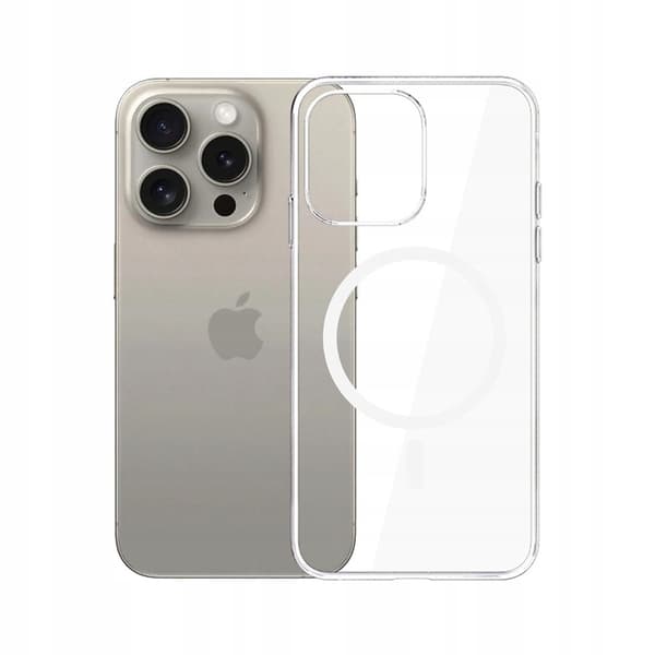 3mk Clear MagCase til MagSafe, til iPhone 15 Pro Max, klar og hvid