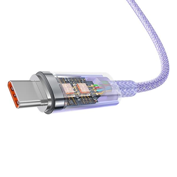 Explorer-kabel med temperatursensor USB-A USB-C 100W 1m - Lila