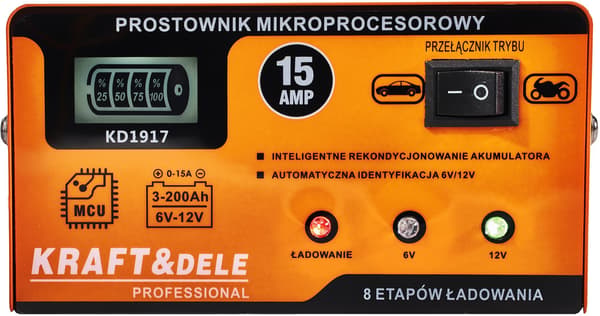 Mikroprocessorlikriktare 15A 6/12V KD1917