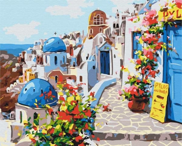 Maleri efter tal 40x50cm Magisk Santorini