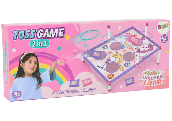 2-i-1-kastspel med ringpåse och enhörningsbräde
