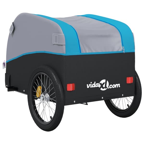 vidaXL cykelanhænger, sort og blå, 45 kg, jern