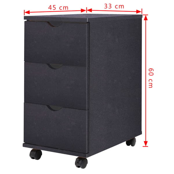 vidaXL skuffeskab 33 x 45 x 60 cm sort